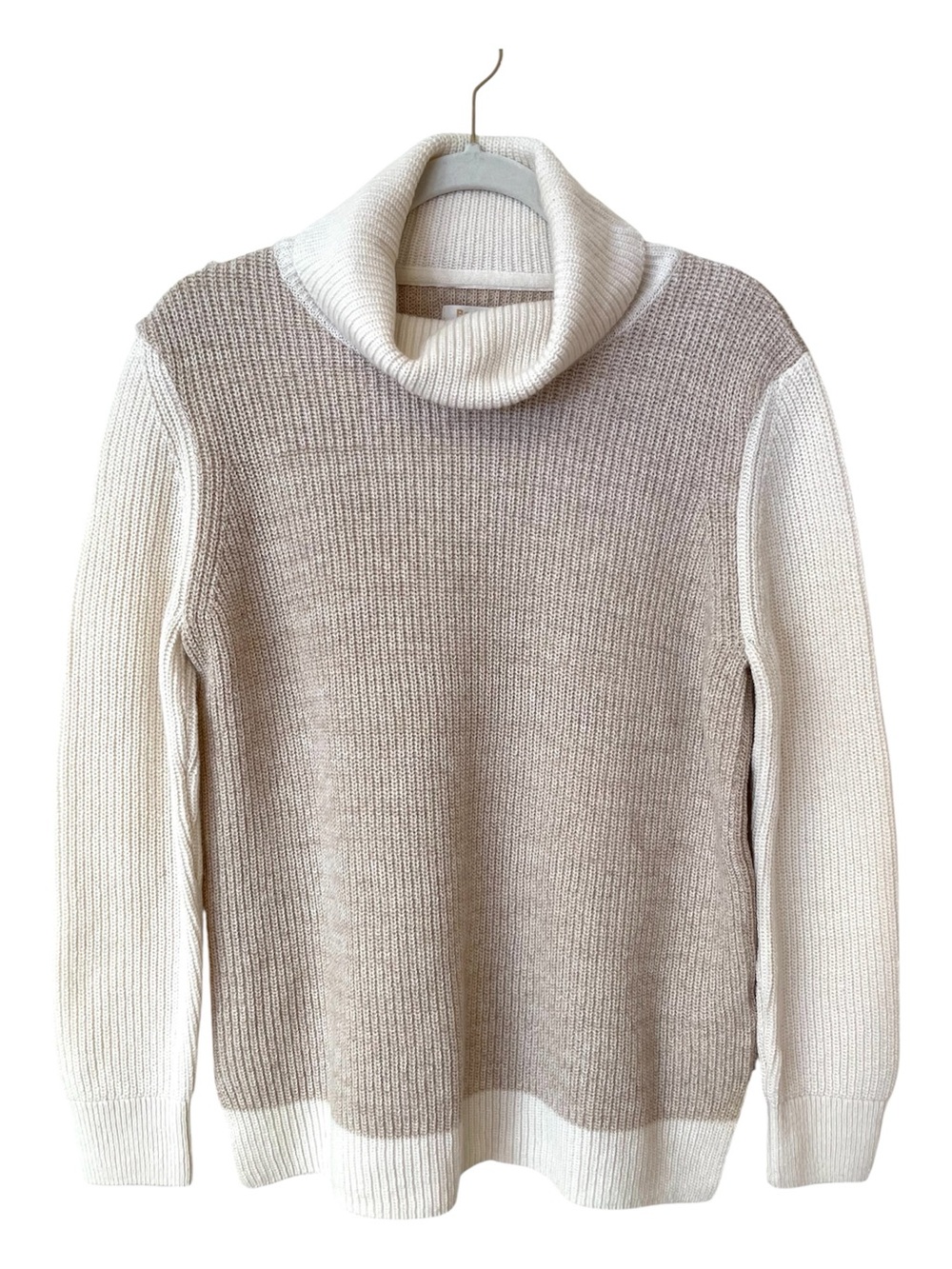 Barbour Dipton Roll Neck Sweater US 8 Wool & Cotton Loose Fit Fisherman Knit